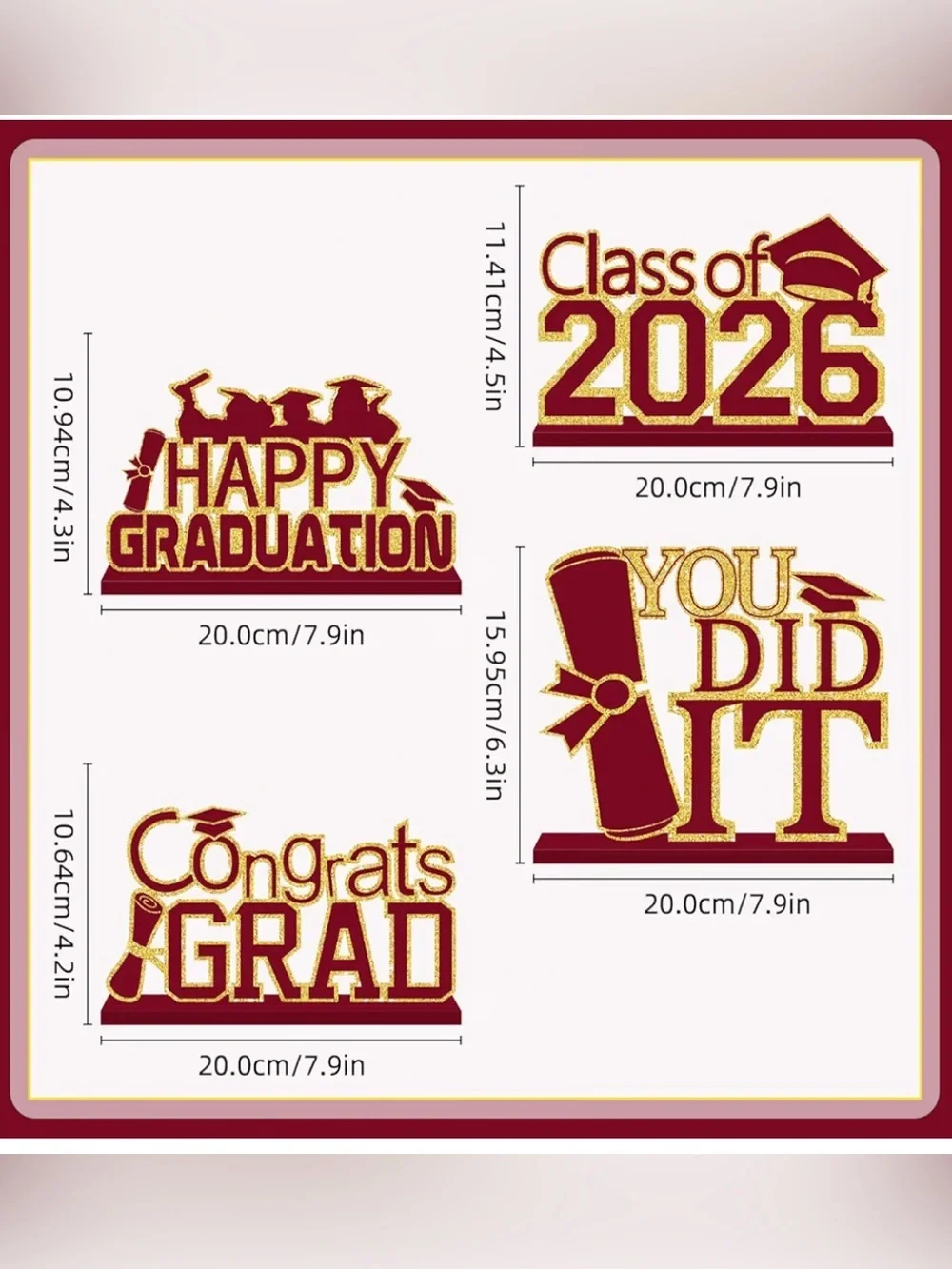 Graduation table signs 4 total & 2 banners maroon & gold